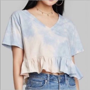 Wild fable tie dye peplum crop t shirt